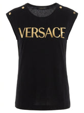 Versace Tanktop Damen Baumwolle mit Logo-Print Schwarz — ghost