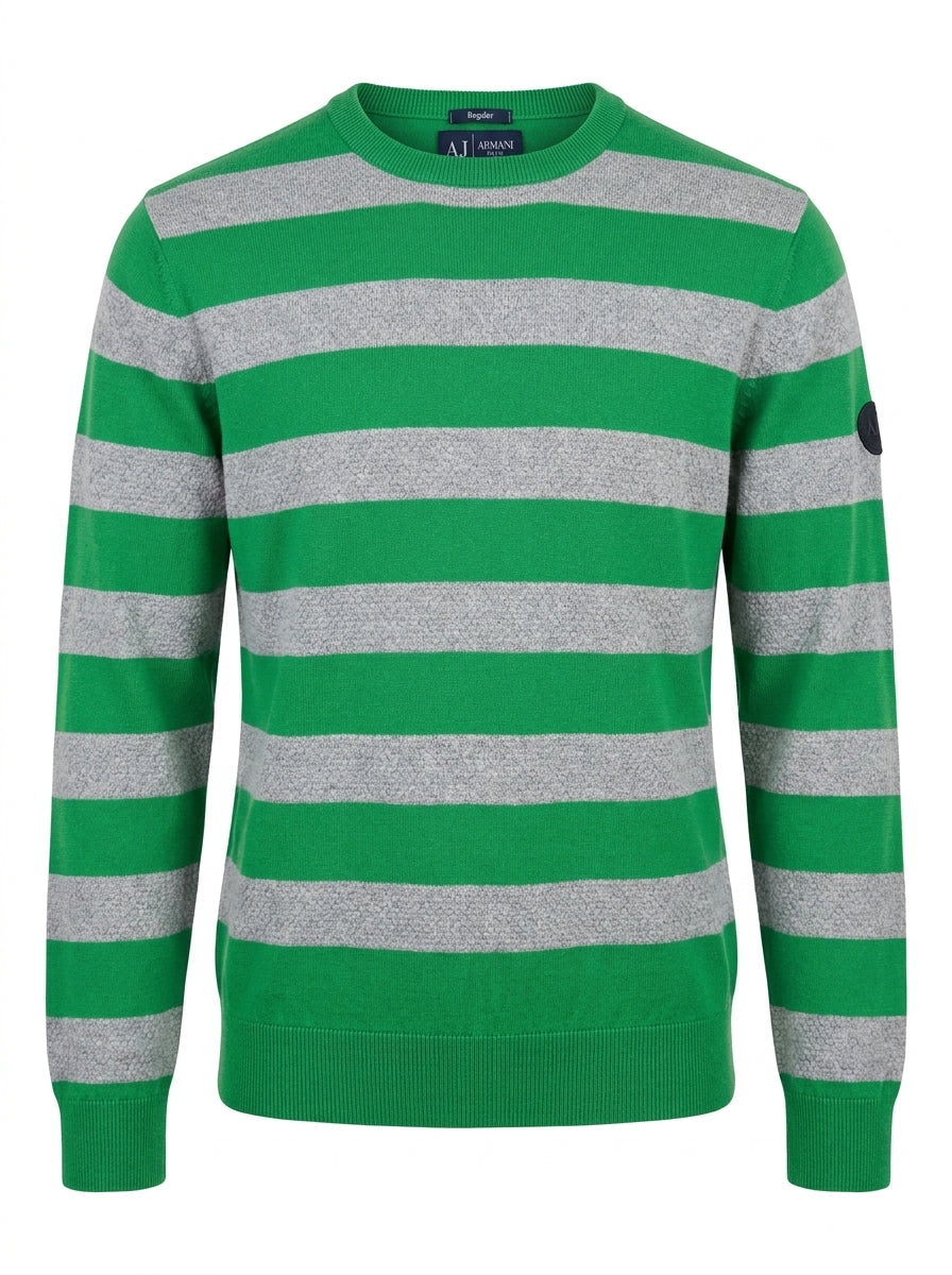 Armani Jeans Pullover Grün Gestreift — ghost