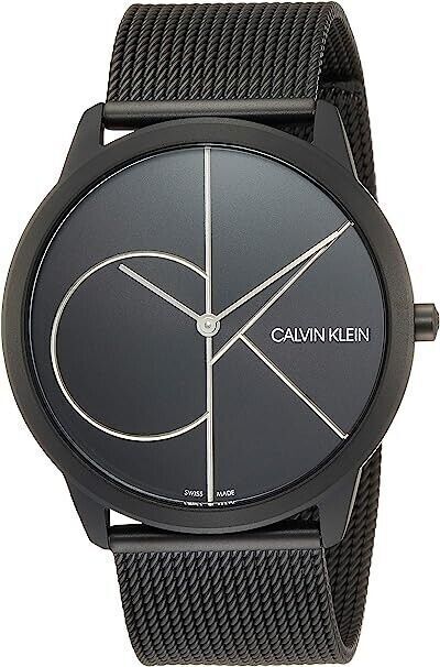 CALVIN KLEIN Minimal Quartz Herrenarmbanduhr mit schwarzem Zifferblatt
