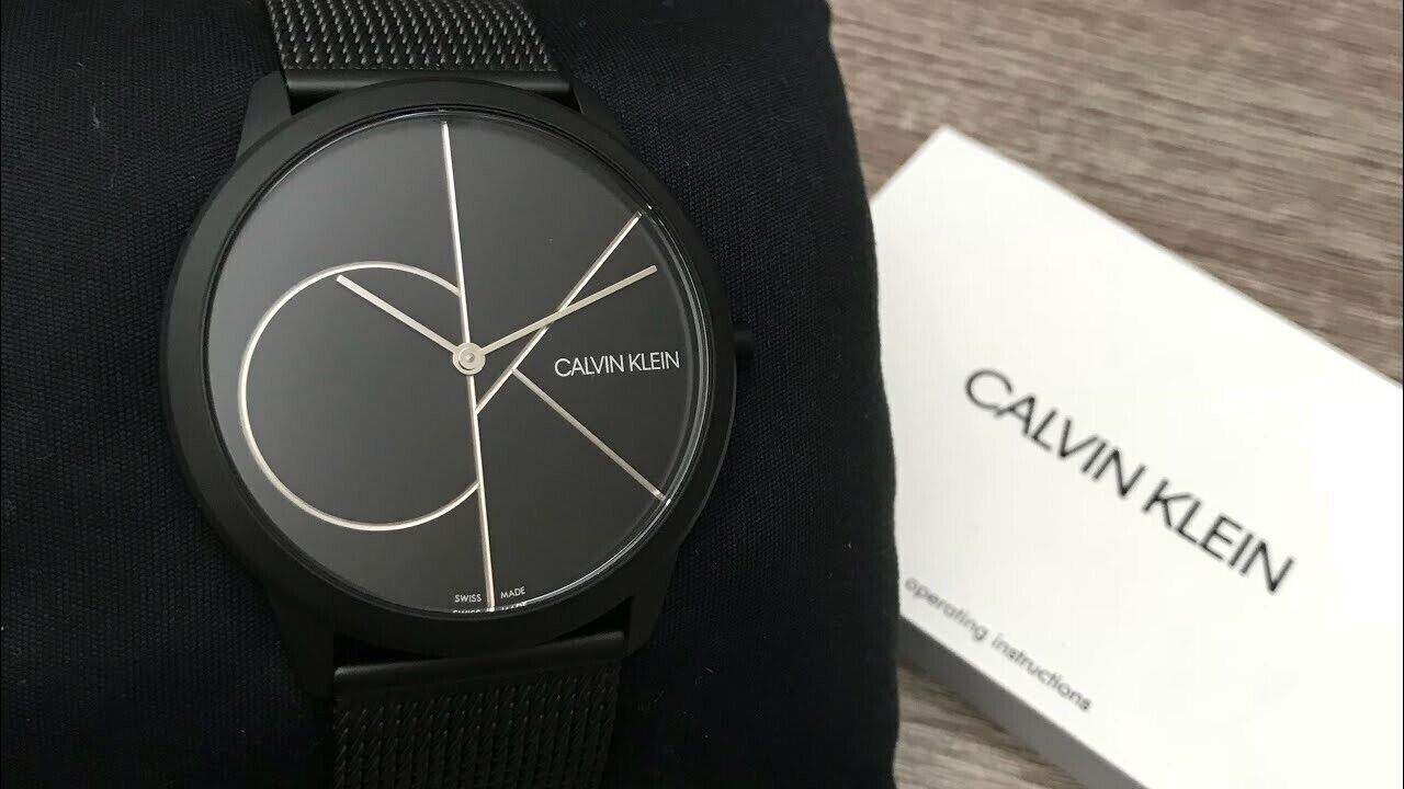 CALVIN KLEIN Minimal Quartz Herrenarmbanduhr mit schwarzem Zifferblatt