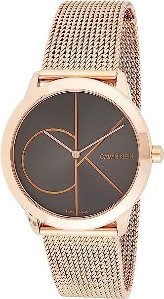 CALVIN KLEIN Minimal Quarz Damenarmbanduhr mit schwarzem Zifferblatt
