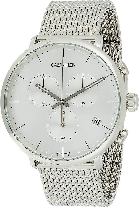 CALVIN KLEIN High Noon Chronograph Quarz Herren Uhr Silber Zifferblatt