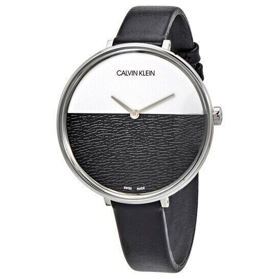 CALVIN KLEIN Rise Quarz Uhr Damen Silber Schwarz Zifferblatt K3M23526
