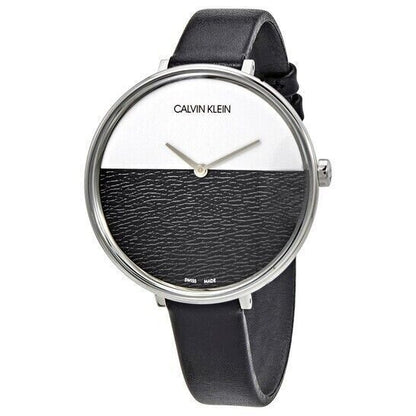 CALVIN KLEIN Rise Quarz Uhr Damen Silber Schwarz Zifferblatt K3M23526
