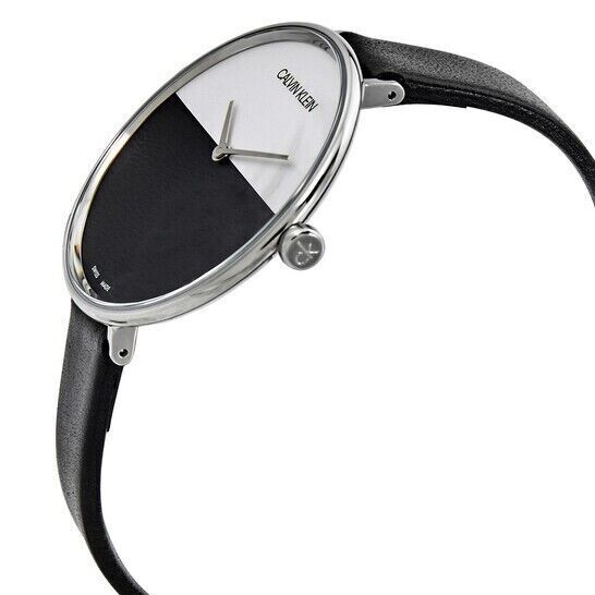 CALVIN KLEIN Rise Quarz Uhr Damen Silber Schwarz Zifferblatt K3M23526