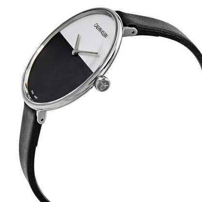 CALVIN KLEIN Rise Quarz Uhr Damen Silber Schwarz Zifferblatt K3M23526