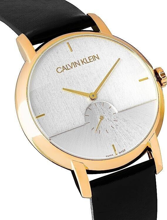 CALVIN KLEIN Established Quarz Herrenarmbanduhr silbernes Zifferblatt