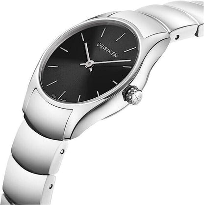 CALVIN KLEIN Classic Quarz Damenarmbanduhr mit schwarzem Zifferblatt