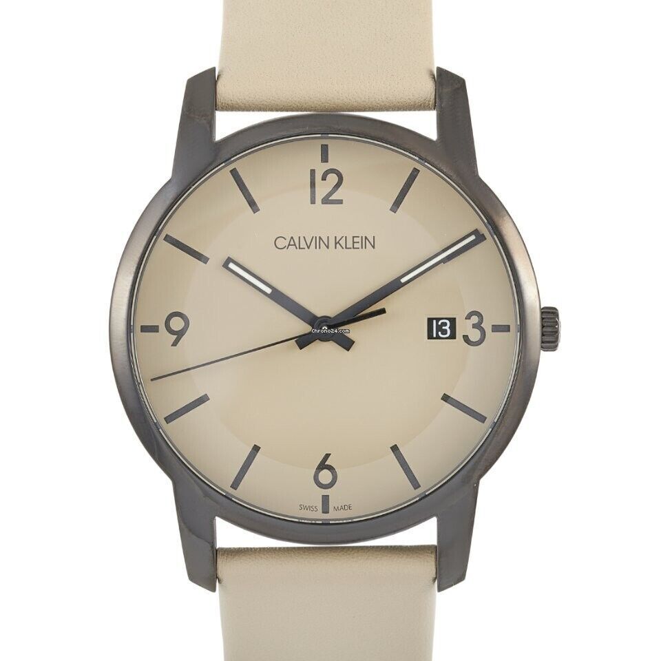 CALVIN KLEIN City Quarz Uhr Herren Beige Zifferblatt K3M23526