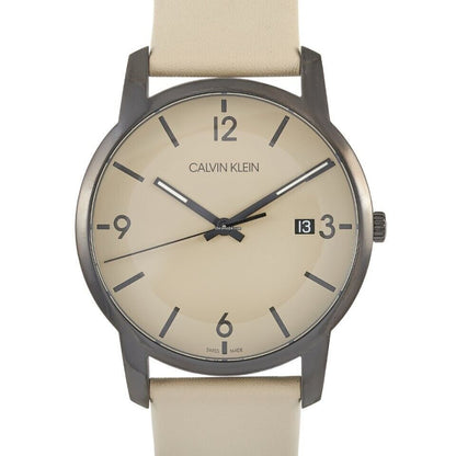 CALVIN KLEIN City Quarz Uhr Herren Beige Zifferblatt K3M23526