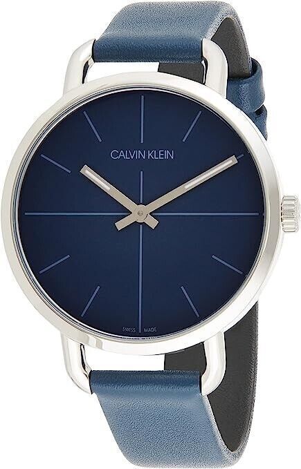 CALVIN KLEIN Even Quarz Damenarmbanduhr mit blauem Zifferblatt