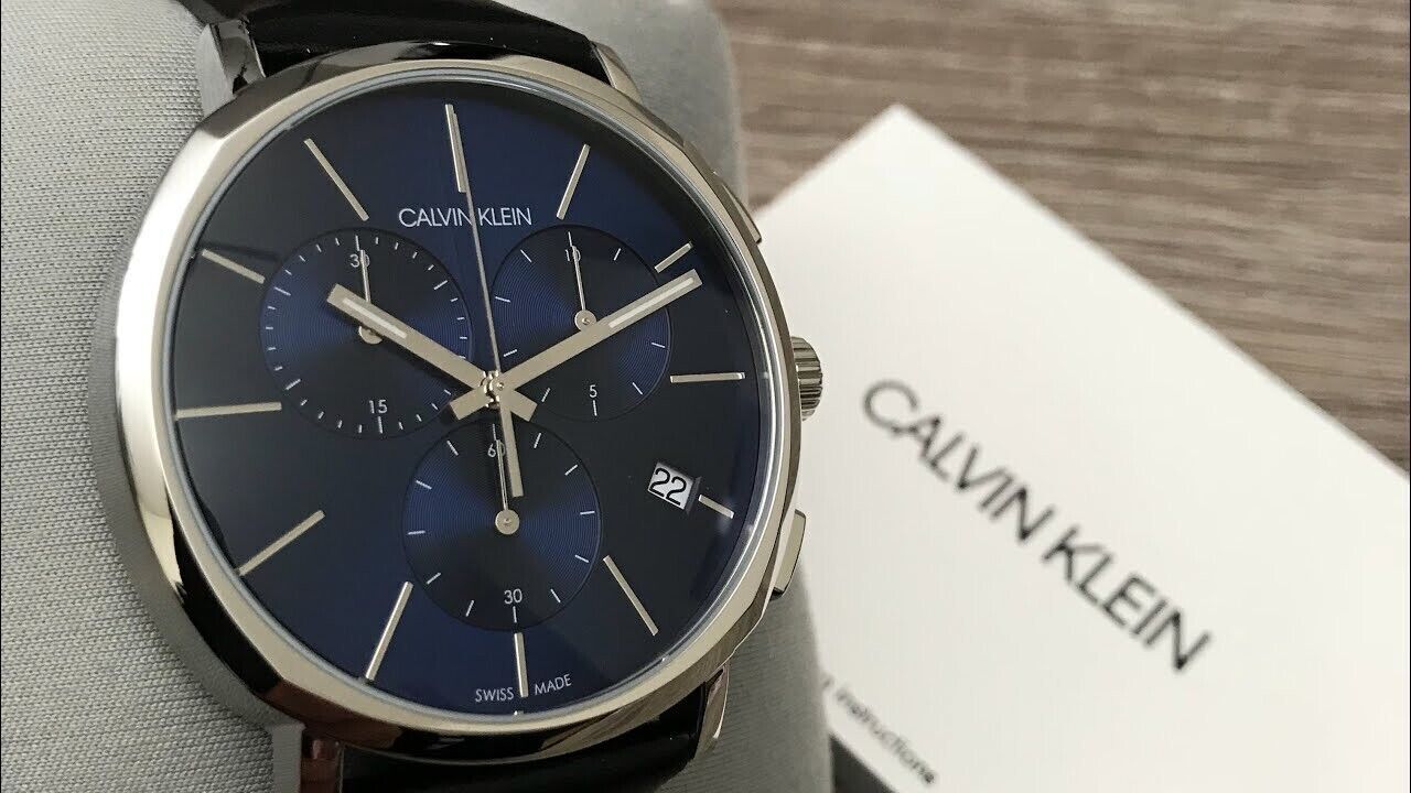 CALVIN KLEIN Chronograph Quarz Uhr Blau Zifferblatt Herren K3M23526