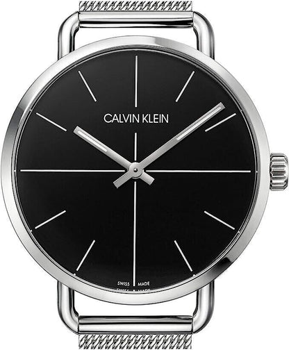 CALVIN KLEIN Even Quarz Damenarmbanduhr mit schwarzem Zifferblatt