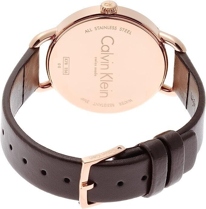 CALVIN KLEIN Damenarmbanduhr grau mit braunem Lederband K3M23526
