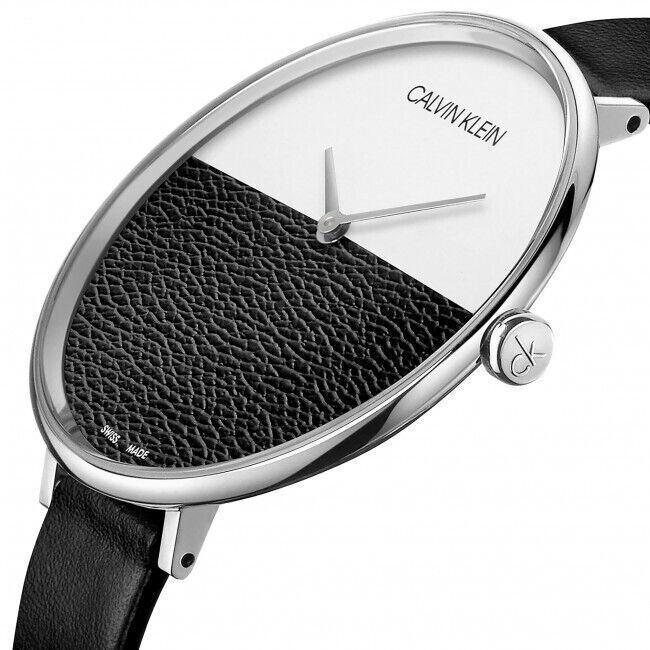 CALVIN KLEIN Rise Quarz Uhr Damen Silber Schwarz Zifferblatt K3M23526