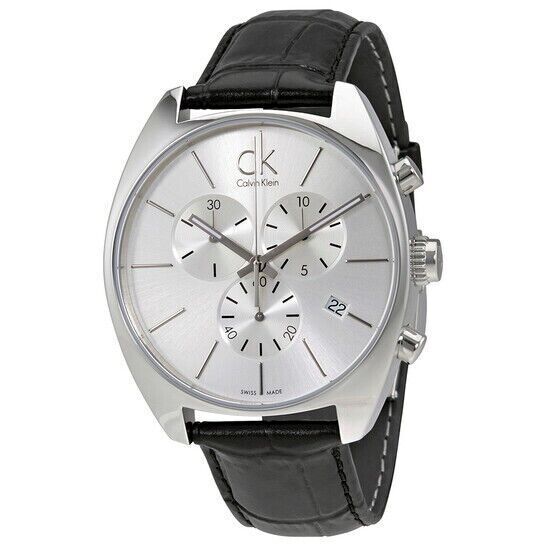 CALVIN KLEIN Exchange Chronograph Herren Uhr Silber Zifferblatt