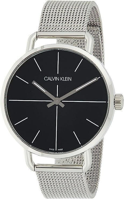 CALVIN KLEIN Even Quarz Damenarmbanduhr mit schwarzem Zifferblatt