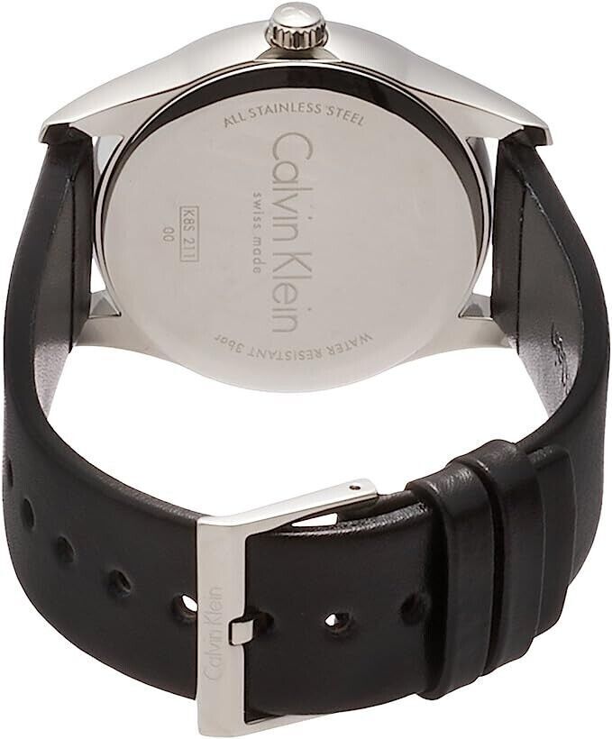 CALVIN KLEIN Steadfast schwarze Zifferblatt schwarze Leder Herren Uhr