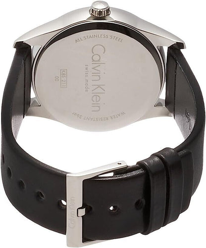 CALVIN KLEIN Steadfast schwarze Zifferblatt schwarze Leder Herren Uhr