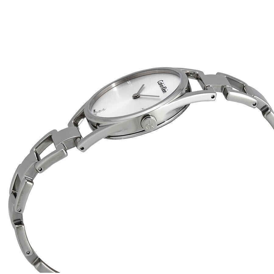 CALVIN KLEIN Dainty Diamonds Damenarmbanduhr mit silbernem Zifferblatt