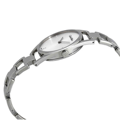 CALVIN KLEIN Dainty Diamonds Damenarmbanduhr mit silbernem Zifferblatt