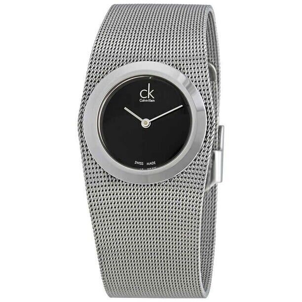 CALVIN KLEIN Impulsive Damenarmbanduhr schwarz Stahlmesh K3M23526