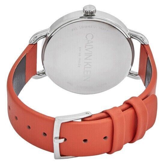 CALVIN KLEIN Even Quarz Damenarmbanduhr mit orange Zifferblatt