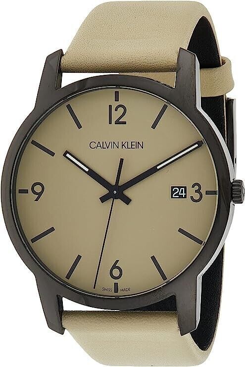 CALVIN KLEIN City Quarz Uhr Herren Beige Zifferblatt K3M23526