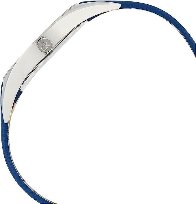 CALVIN KLEIN Rebel Quarz-Damenuhr mit silbernem und blauem Zifferblatt K8P231V6
