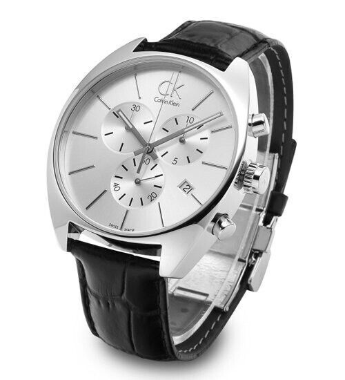 CALVIN KLEIN Exchange Chronograph Herren Uhr Silber Zifferblatt