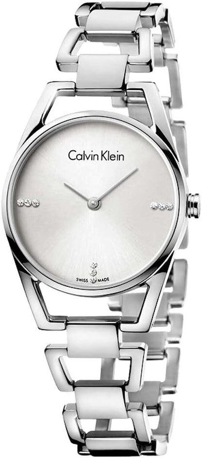 CALVIN KLEIN Dainty Diamonds Damenarmbanduhr mit silbernem Zifferblatt