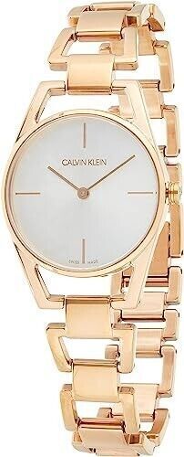 CALVIN KLEIN Dainty Quarz Damenarmbanduhr mit silbernem Zifferblatt