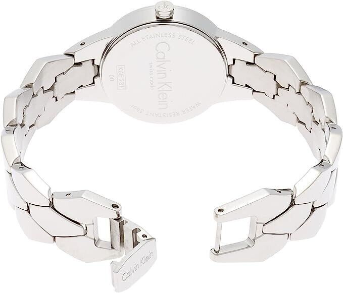 CALVIN KLEIN Schlange Damenarmbanduhr mit schwarzem Zifferblatt