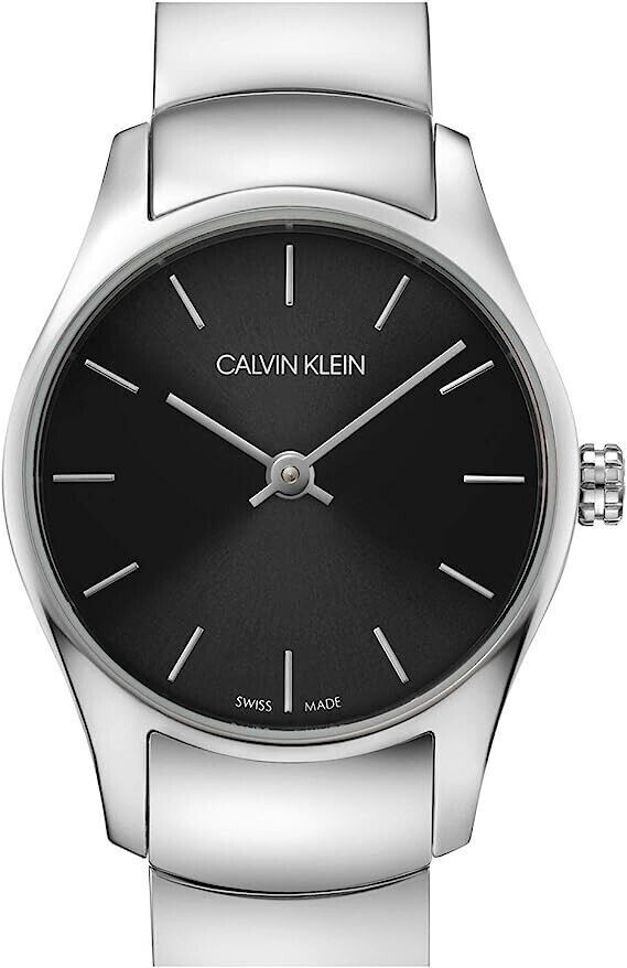 CALVIN KLEIN Classic Quarz Damenarmbanduhr mit schwarzem Zifferblatt