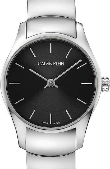CALVIN KLEIN Classic Quarz Damenarmbanduhr mit schwarzem Zifferblatt