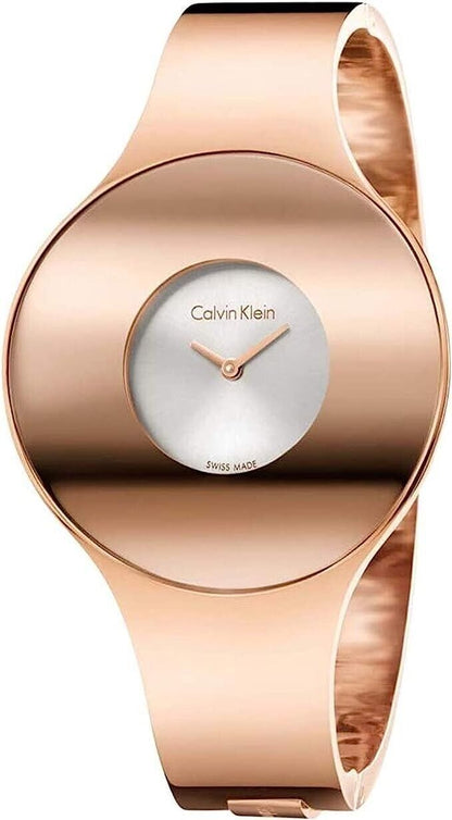 CALVIN KLEIN nahtlose silberne Zifferblatt Damenarmbanduhr
