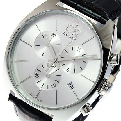 CALVIN KLEIN Exchange Chronograph Herren Uhr Silber Zifferblatt