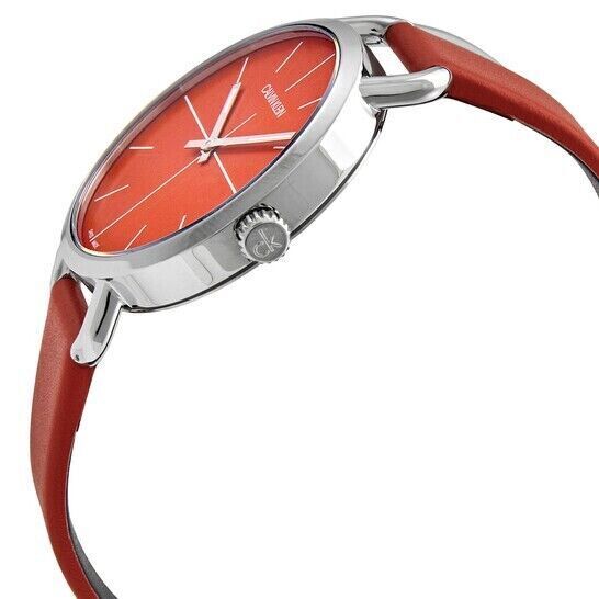 CALVIN KLEIN Even Quarz Damenarmbanduhr mit orange Zifferblatt