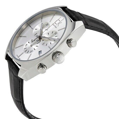 CALVIN KLEIN Exchange Chronograph Herren Uhr Silber Zifferblatt
