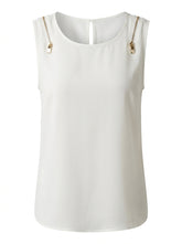 Armani Jeans Tanktop Damen Weiß Reißverschluss-Detail — ghost