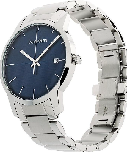 CALVIN KLEIN City Quarz Herrenarmbanduhr mit blauem Zifferblatt