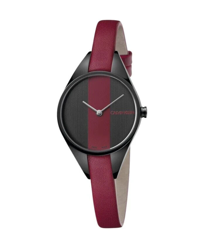CALVIN KLEIN Rebel Damenarmbanduhr Rot Schwarz Zifferblatt