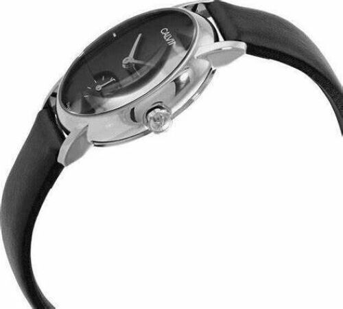 CALVIN KLEIN Established Quarz Damenarmbanduhr mit schwarzem Ziffernblatt