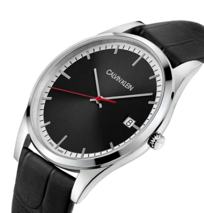CALVIN KLEIN Quarz Uhr mit schwarzem Zifferblatt für Herren