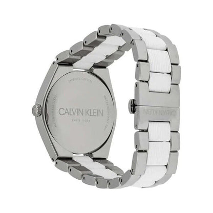 CALVIN KLEIN Contra Quarz Herrenarmbanduhr mit silbernem Ziffernblatt