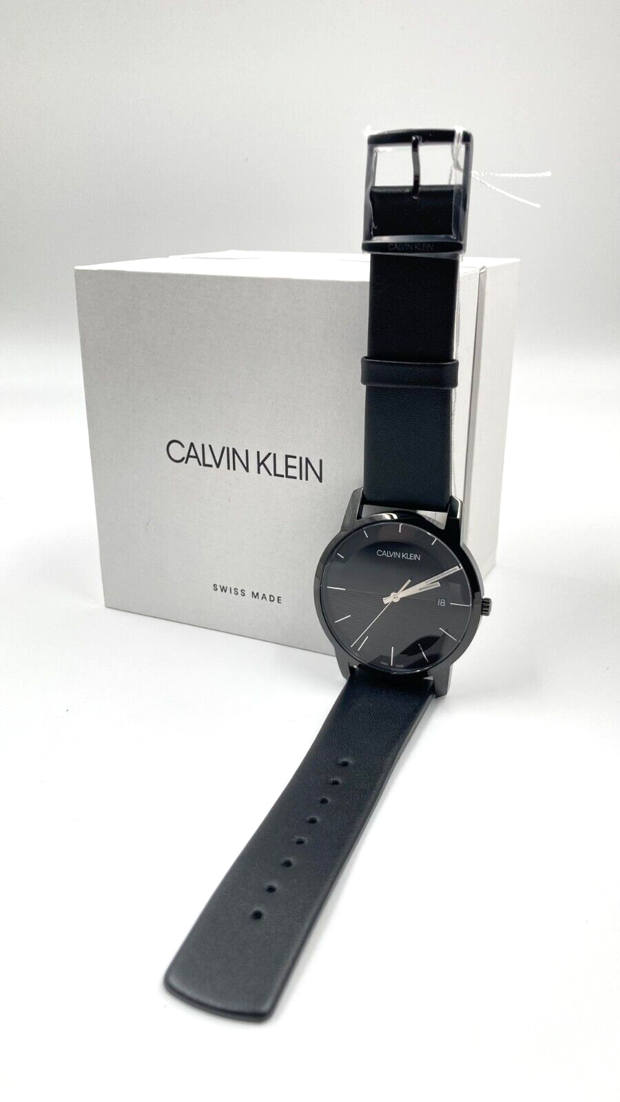 CALVIN KLEIN City Quarz Herrenarmbanduhr mit schwarzem Ziffernblatt
