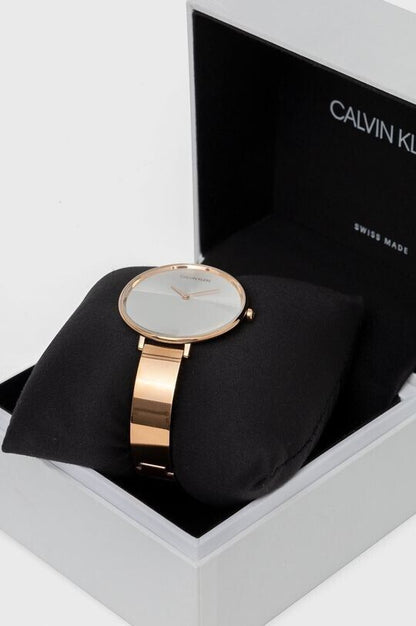 CALVIN KLEIN Rise Quarz Silber und Weiß Damen Uhr