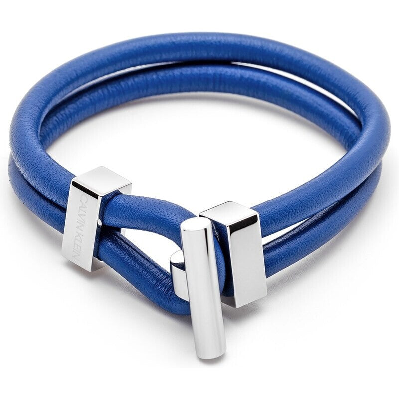 CALVIN KLEIN ANCHOR HERREN EDELSTAHL LEDER ARMBAND BLAU - L
