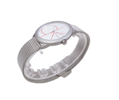 CALVIN KLEIN Minimal Quartz Damenarmbanduhr mit weißem Ziffernblatt