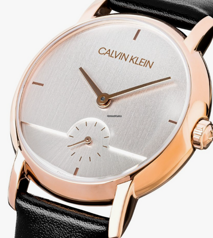 CALVIN KLEIN Established Quarz Damenarmbanduhr silbernes Zifferblatt